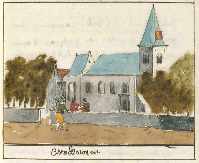 De oudste afbeelding van de kerk, ca. 1720
